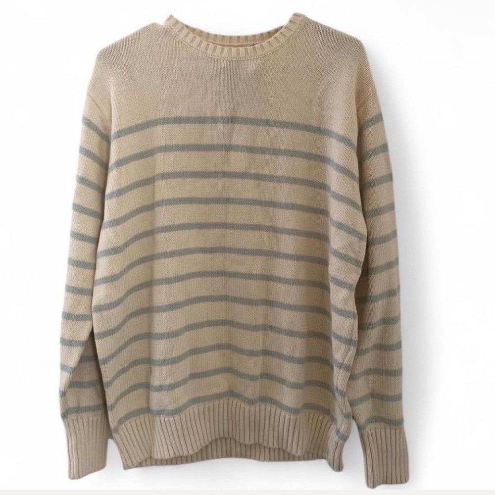 Brandy Melville Striped Beige and Green Sweater